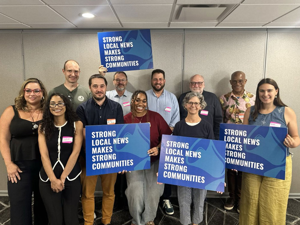 Free Press Action’s Vanessa Maria Graber and Arin Anderson (first and second on left) and Craig Aaron (center of back row) with allies in Wisconsin