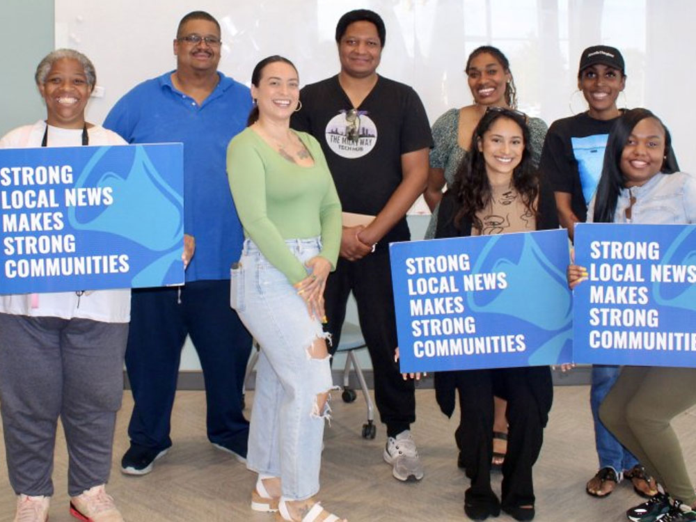 Free Press’ Arin Anderson (front row, second from right) with participants at a community-listening event in Milwaukee